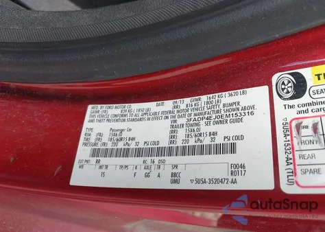 2014 Ford Fiesta Se из США, поврежденный, VIN 3FADP4EJ0EM153316